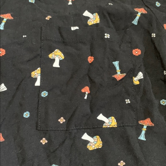 No Boundaries Black Button Down w/ Mushroom Pattern - Picture 3 of 4